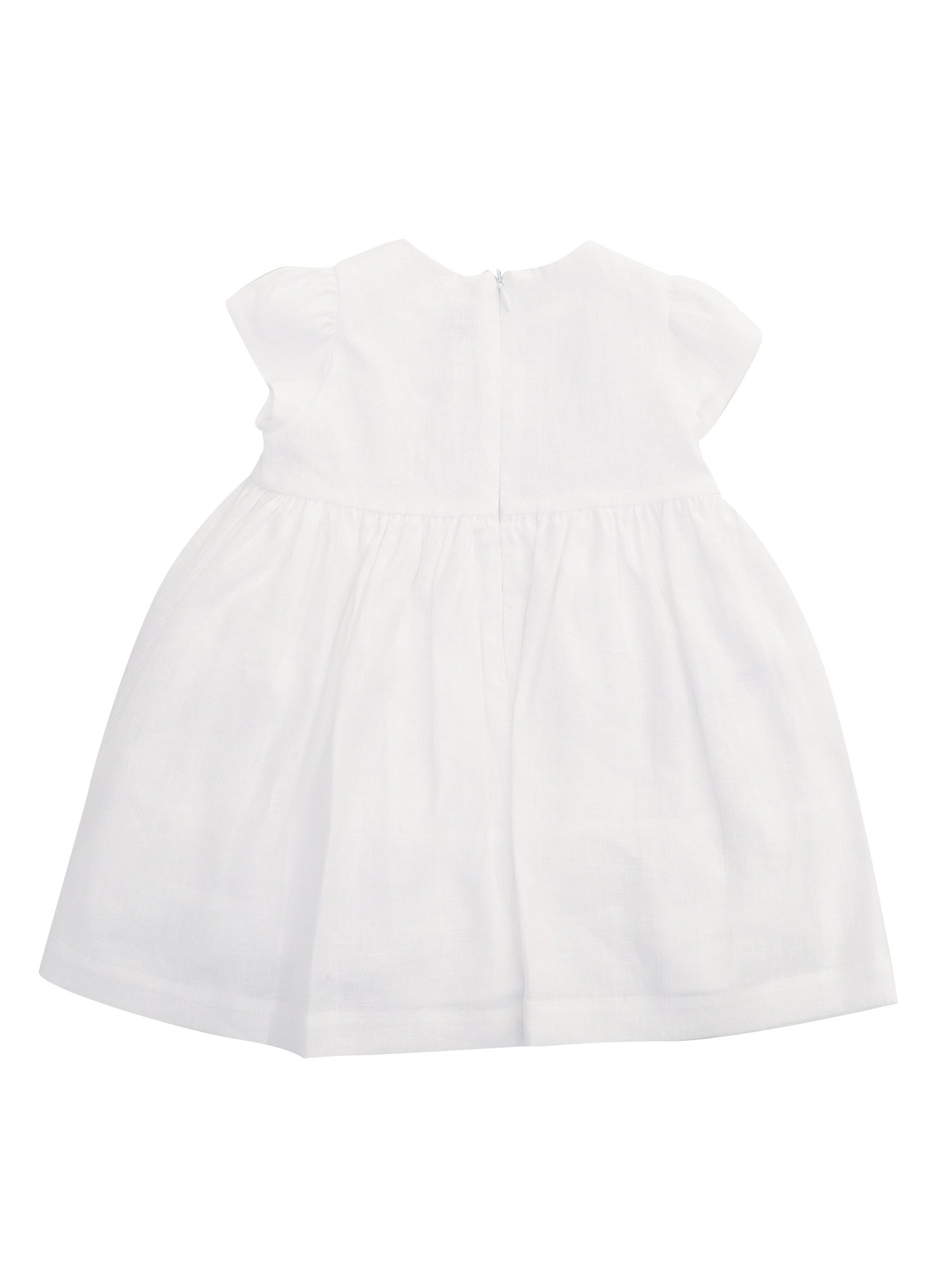 SHORT SLEEVED DRESS White Linen Lining Cotton