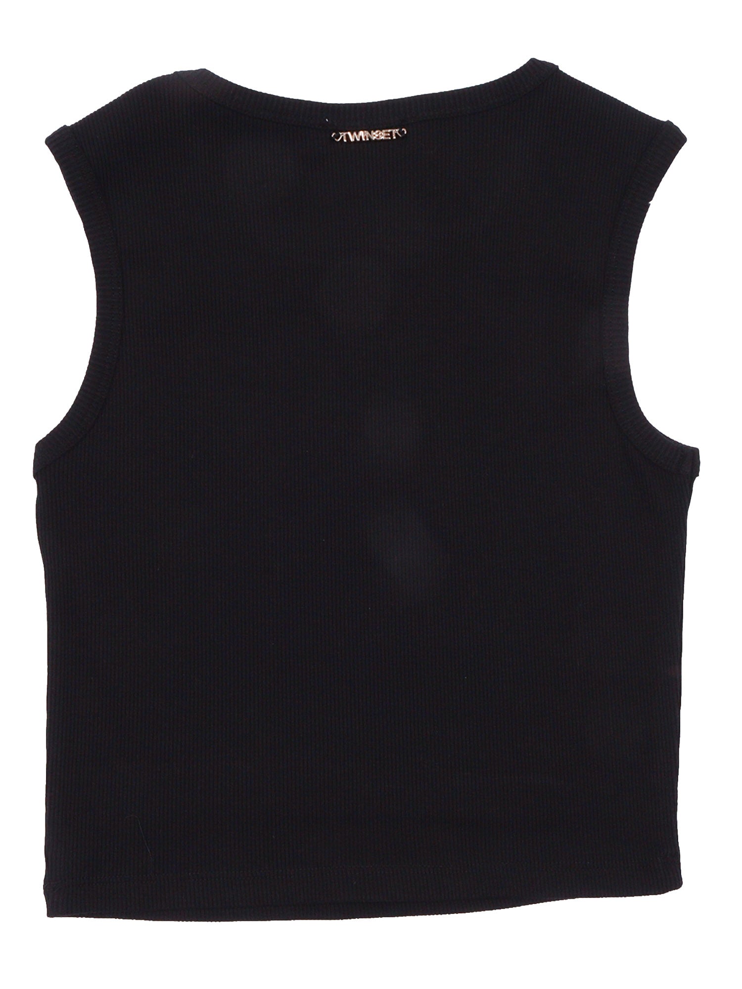 RIBBED JERSEY TOP Black Cotton Elastane
