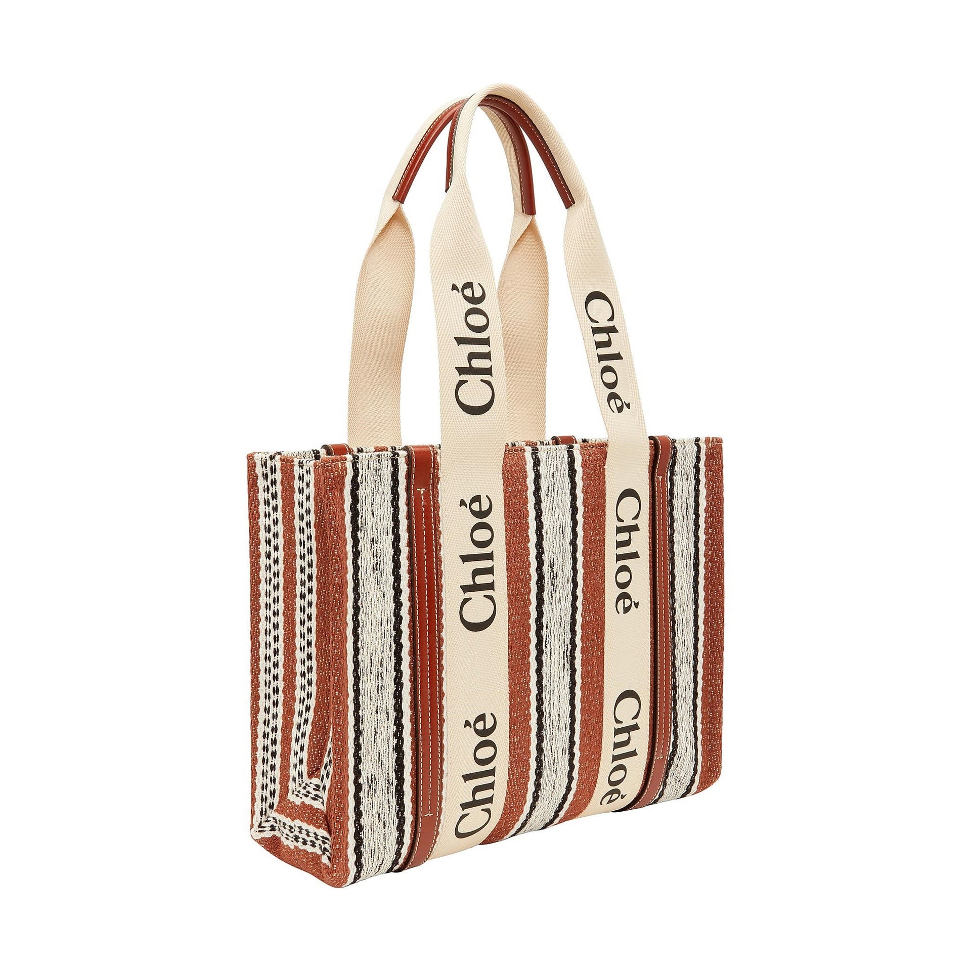 Chloe Medium Woody Tote Bag Brown Linen