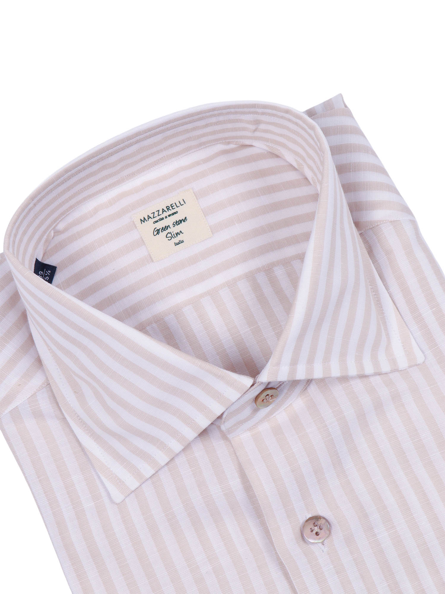 Slim Fit Linen And Cotton Striped Shirt White