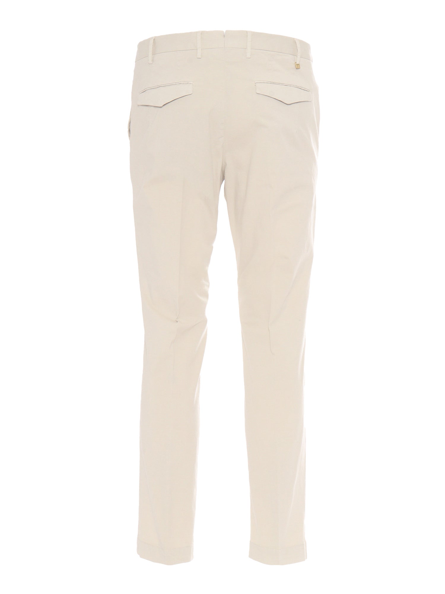 Trousers - MASTER, Flat Front, Diagonal Pockets, Flap Back Finished Beige Cotton Elastane Pant