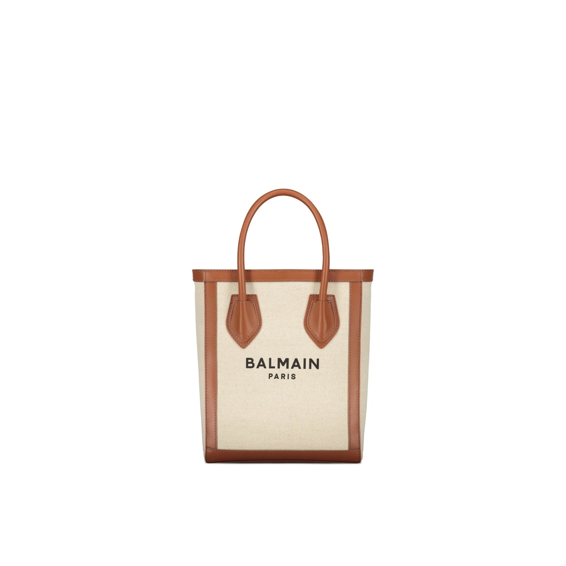 Logo Tote Bag Brown Cotton Linen