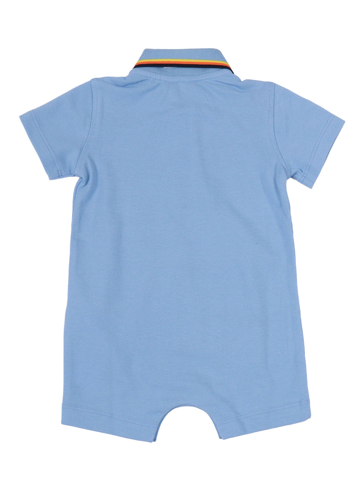 E. Dottie Pique Romper Blue Cotton Silk