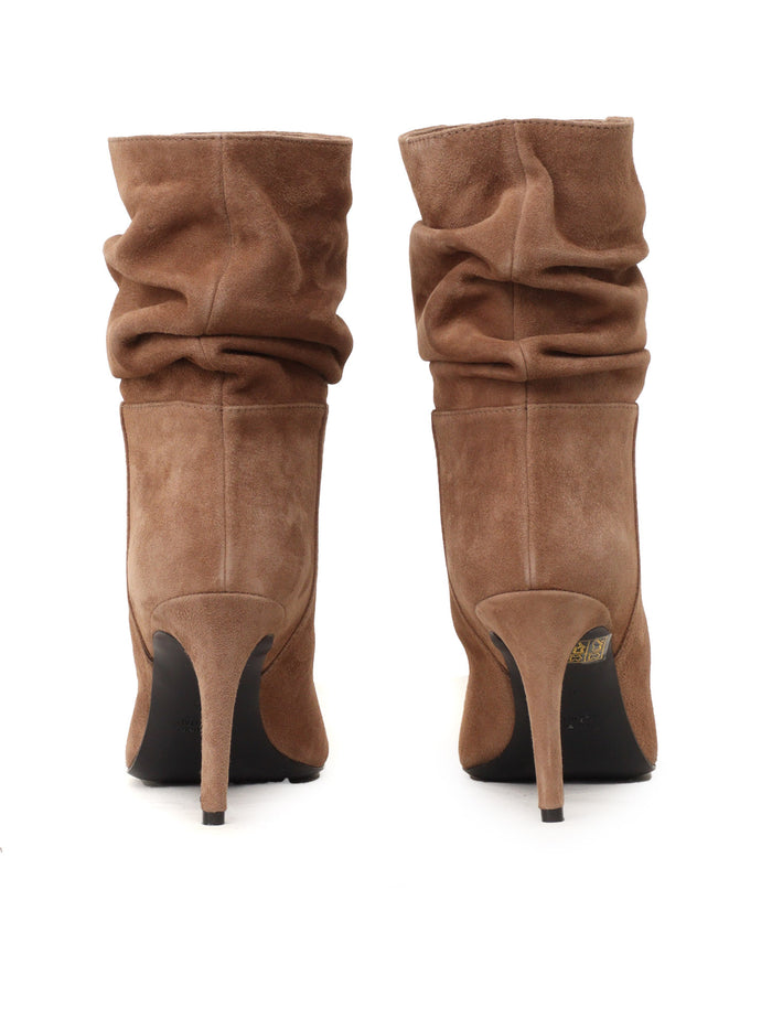 Crinkled boots Brown Leather Sole Rubber Booties
