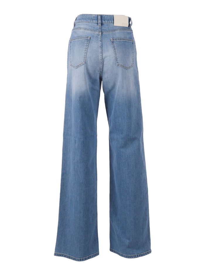 Pants Blue Cotton Lyocell Elastane