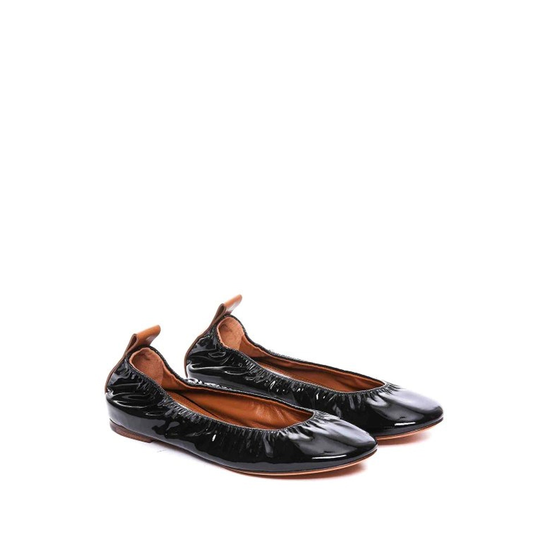 Lanvin Leather Ballerina Flats Black Calf