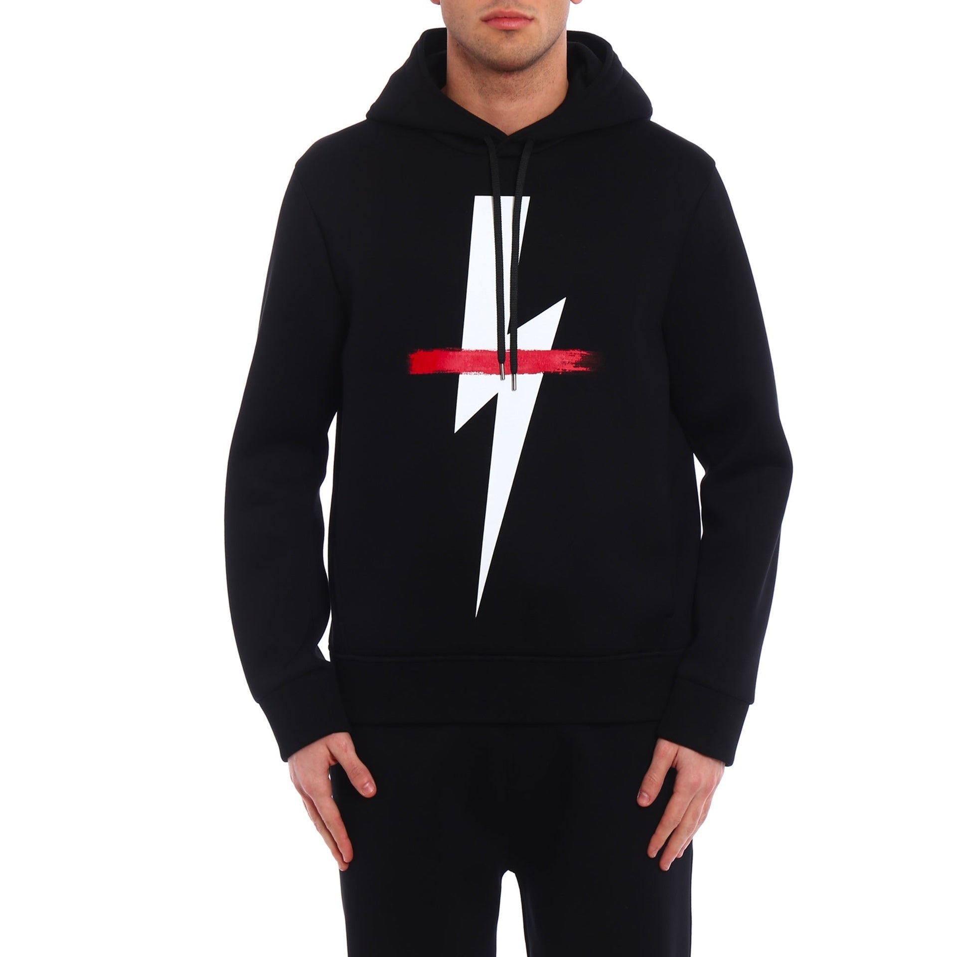 Neil Barrett Logo Hooded Sweatshirt Black Cotton