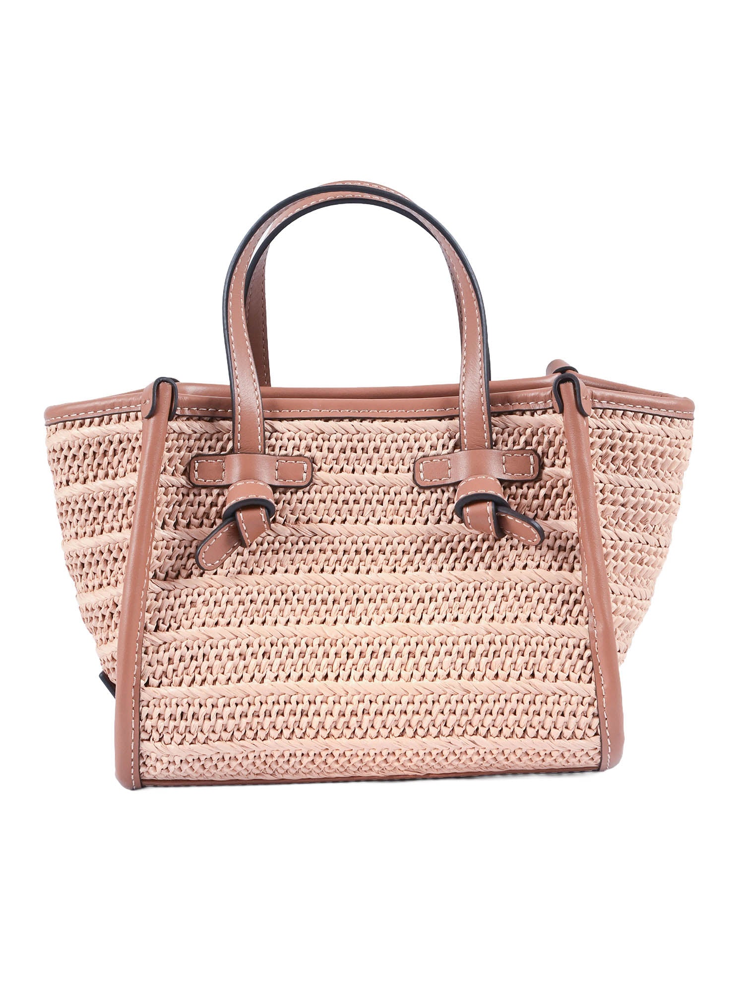 LEATHER AND FABRIC BAG Beige Shoulder