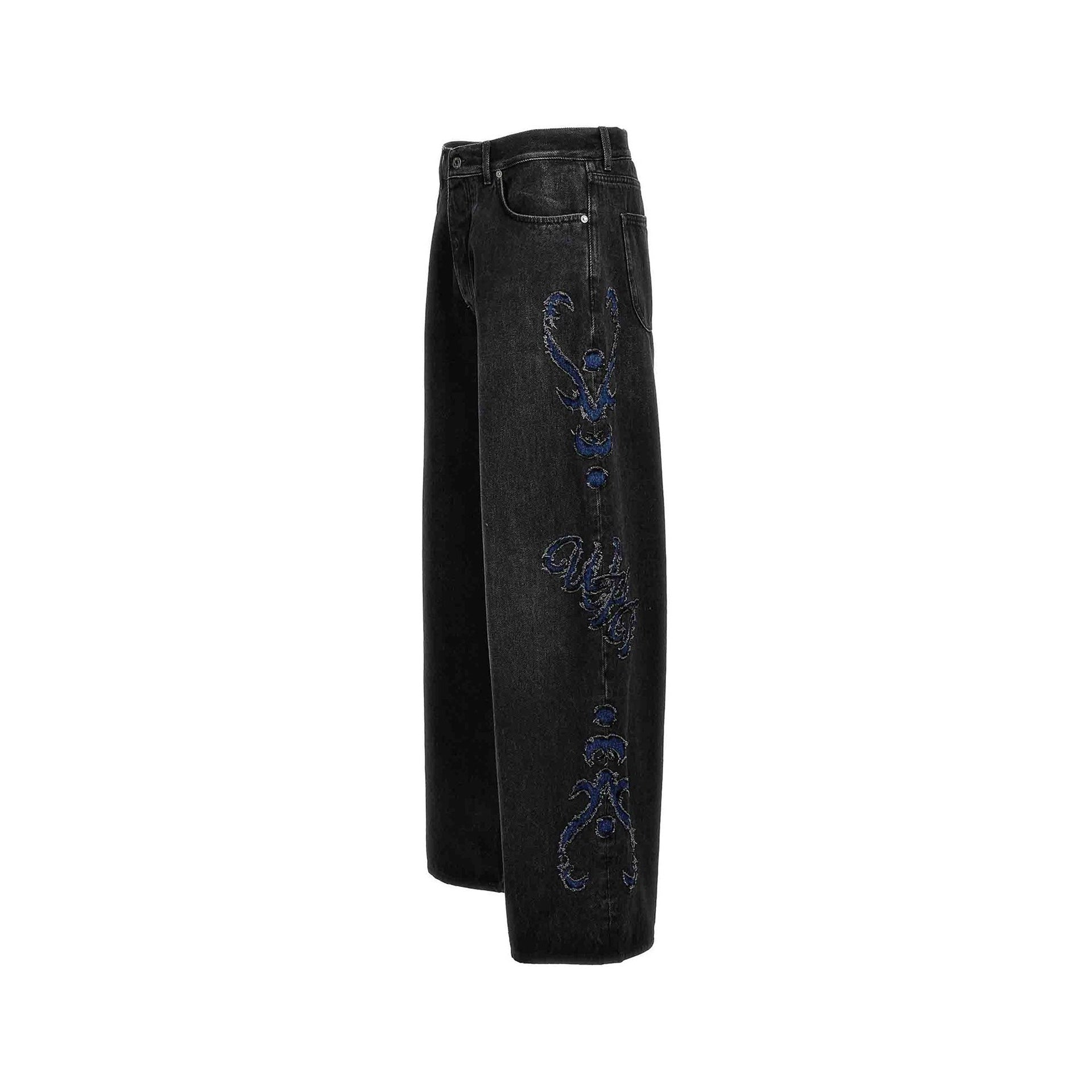Off-White Denim Flared Jeans Black Cotton