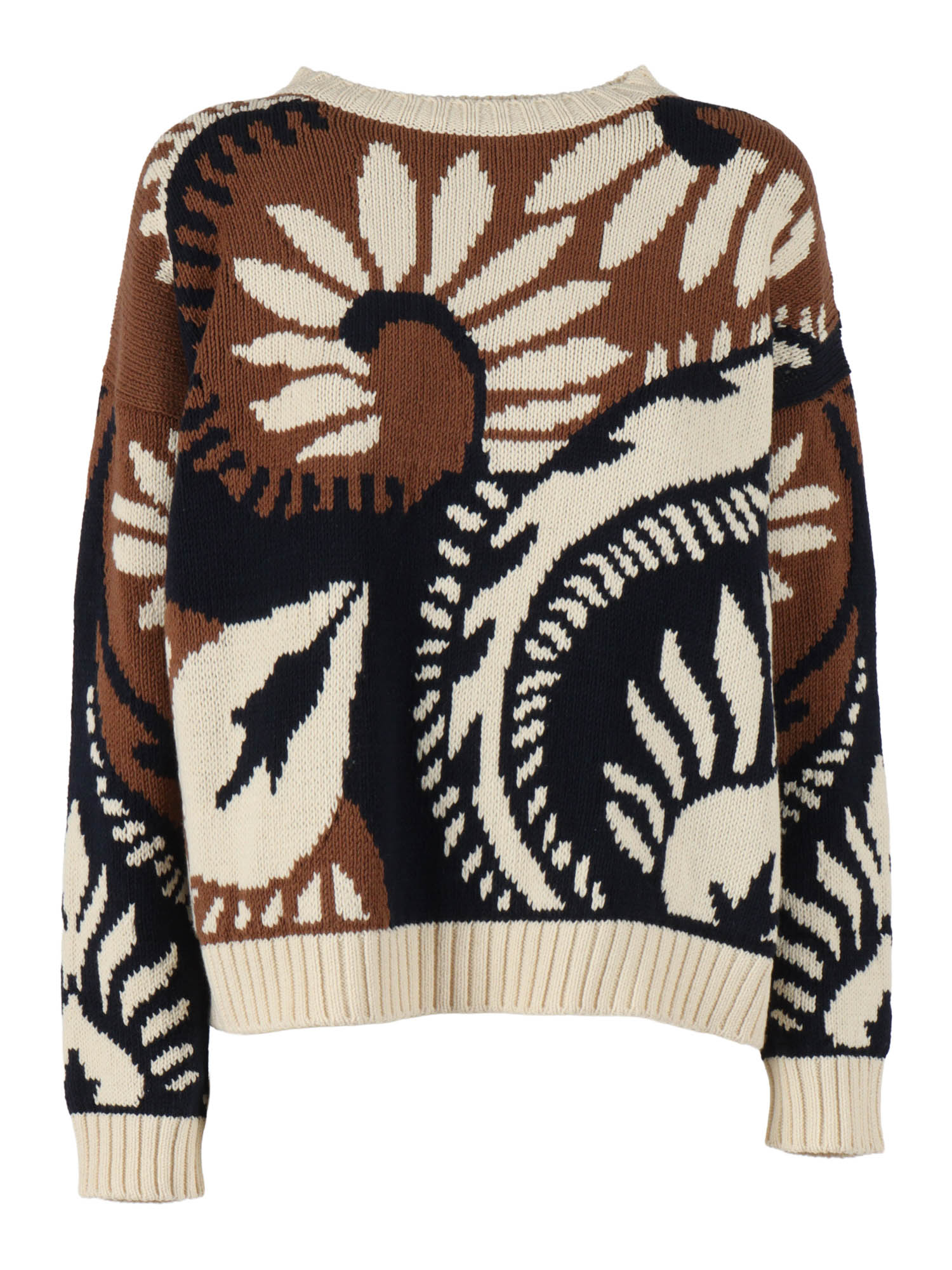 SWEATER Brown Cotton Acrylic Crewneck