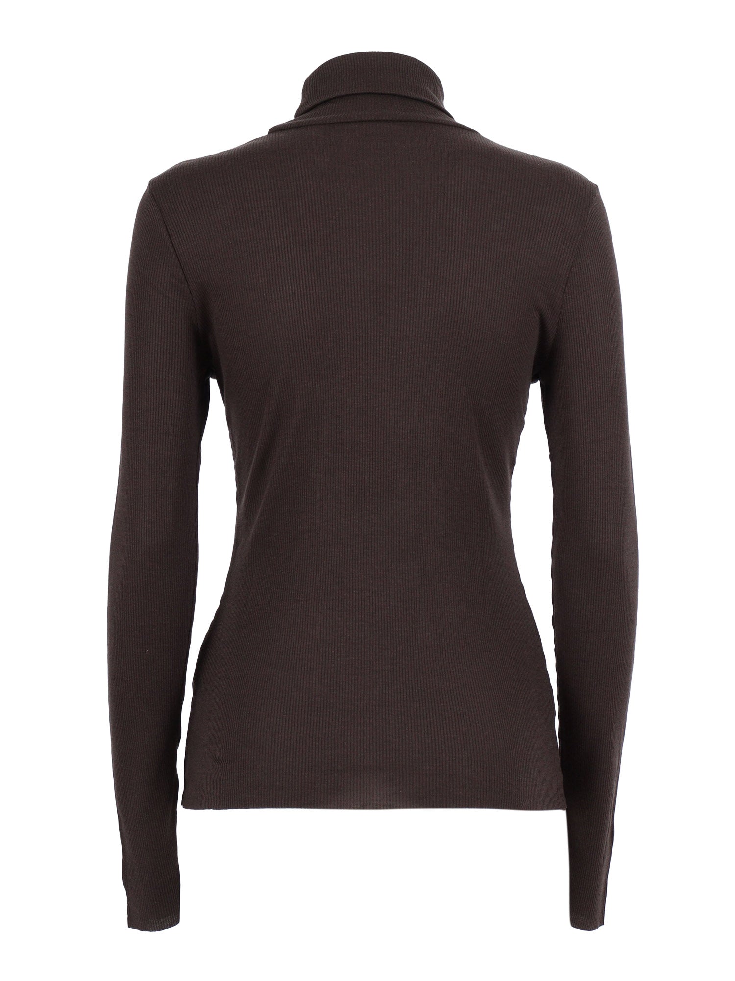 Long sleeve round neck T-shirt Brown Lyocel Cotton Sleeves