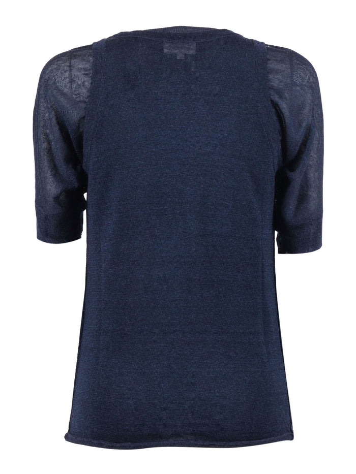 Sweater Blue Linen Viscose Crewneck
