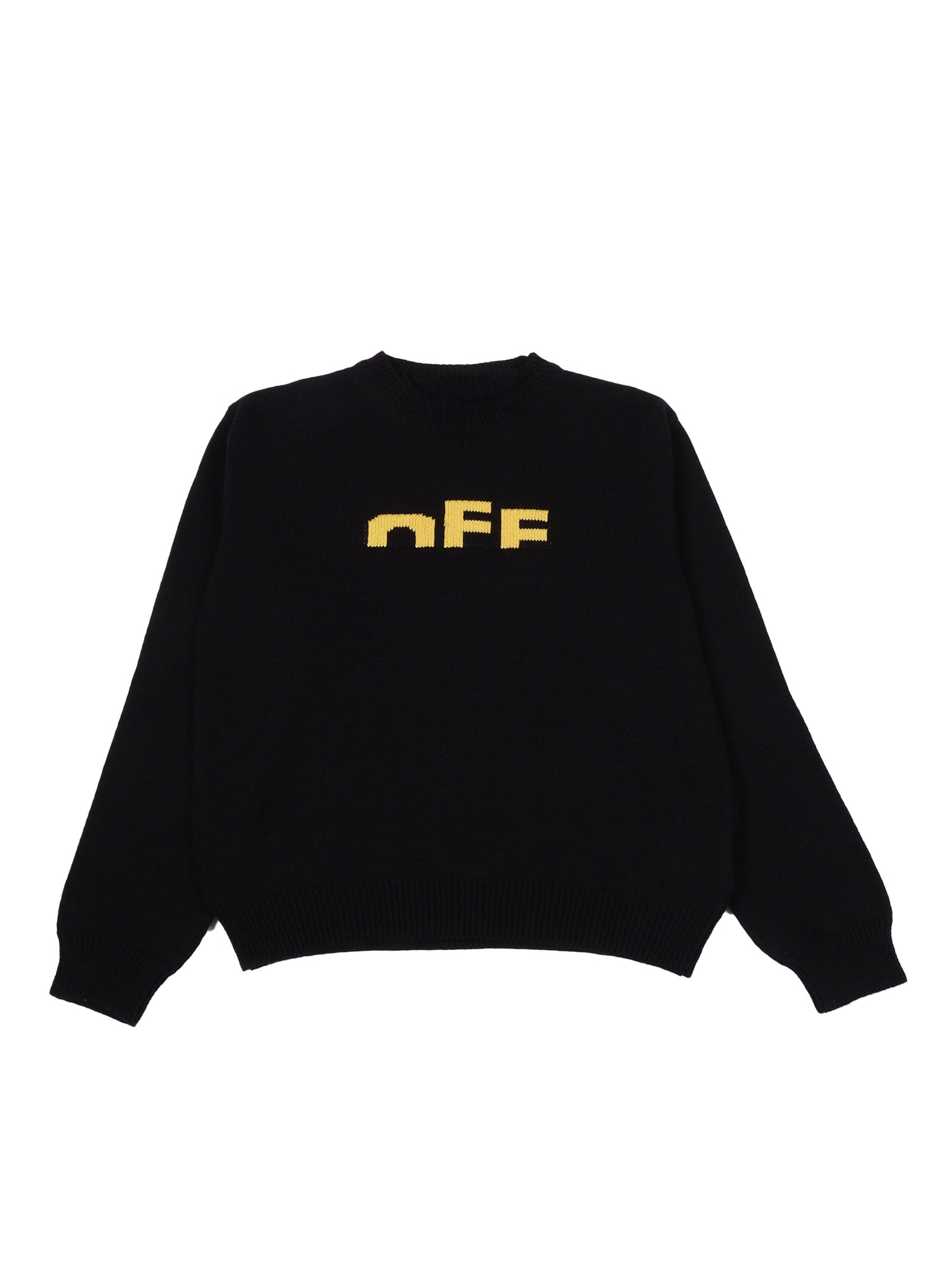 Type Logo Knit Crew Black - Yellow Cotton Sweatshirt