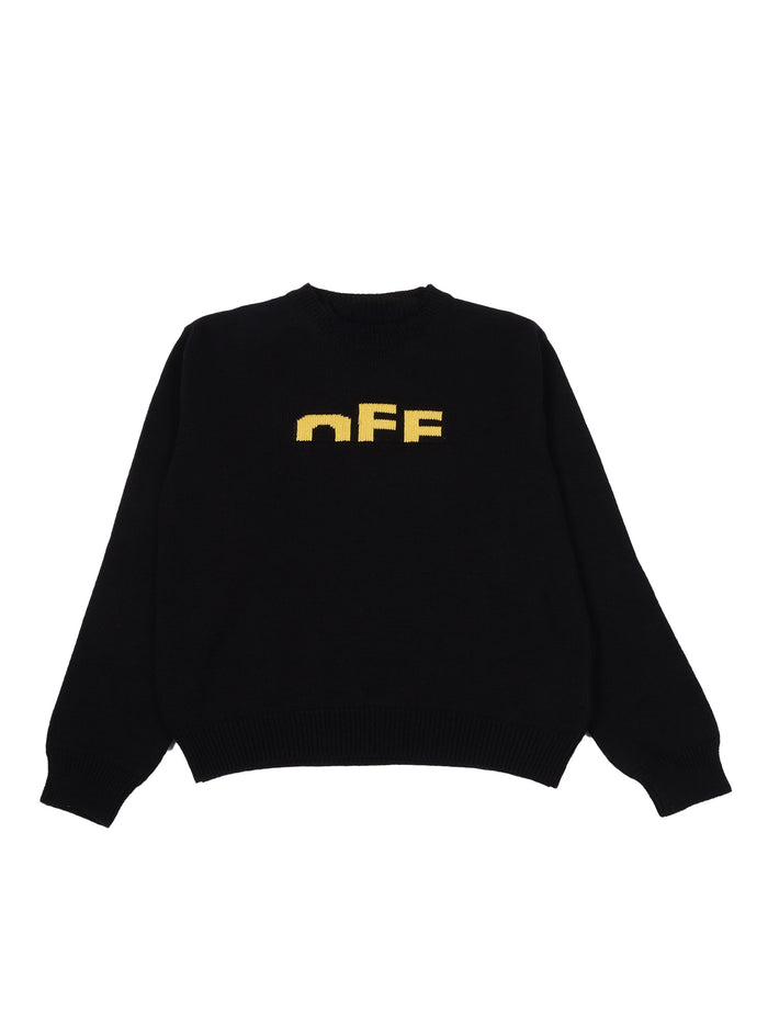 Type Logo Knit Crew Black - Yellow Cotton Sweatshirt