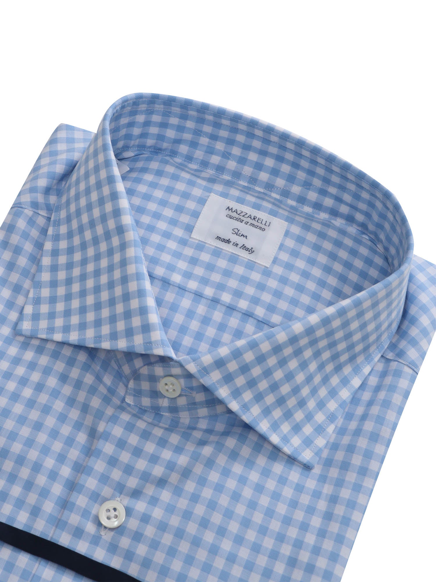 Slim fit Vichy shirt Light Blue Cotton