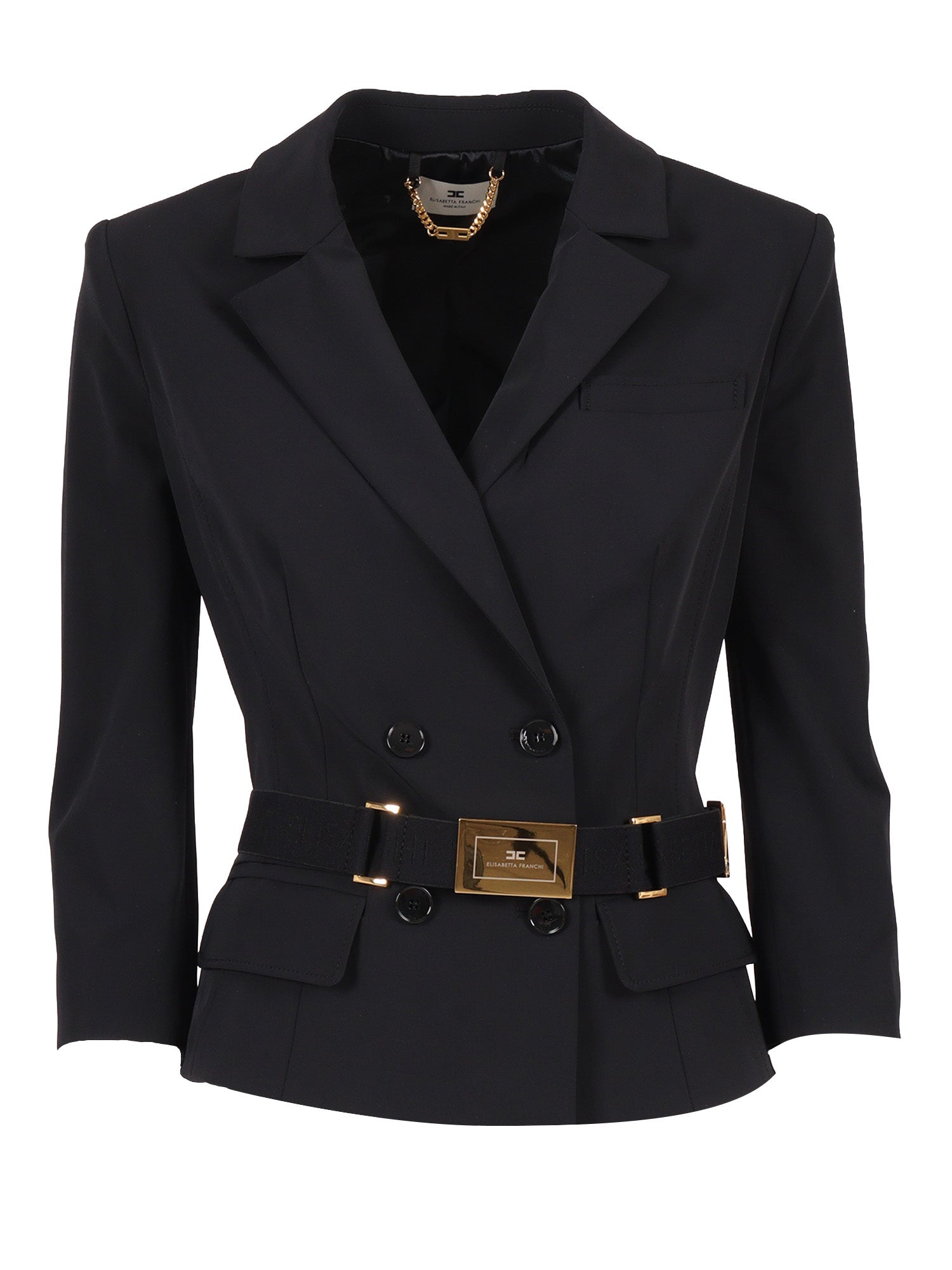 JACKET WITH BELT Black Polyamide Elastane