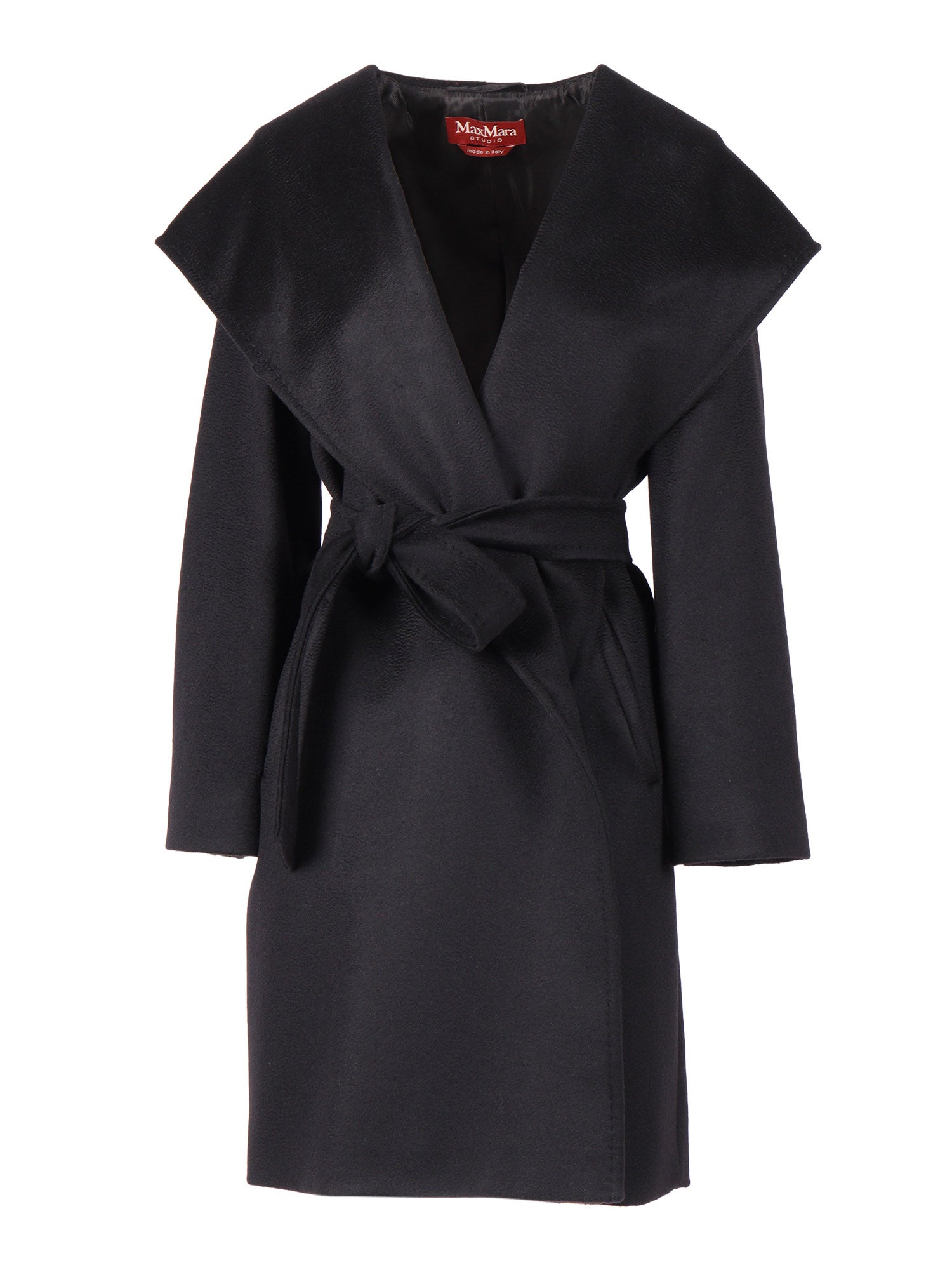 Coat Black Virgin Wool Lining Viscose