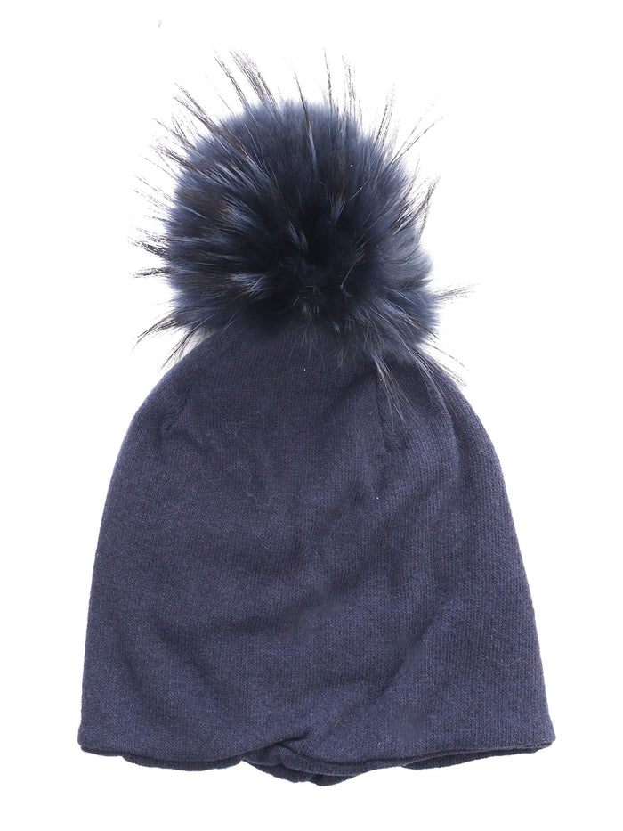 Real Murmasky Fur Beanie Blue Hat