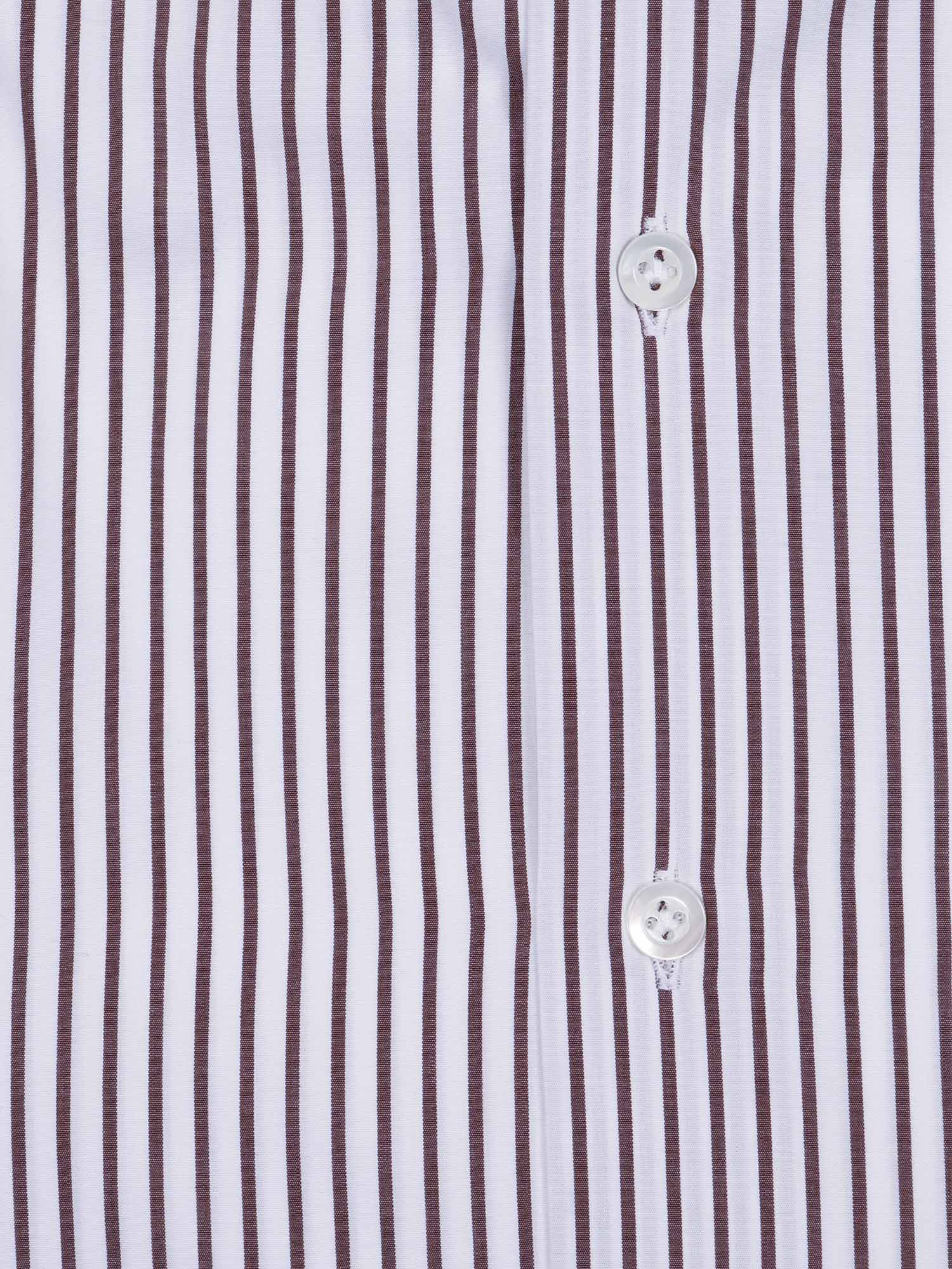 Striped Cotton Shirt Style Slim Fit Brown