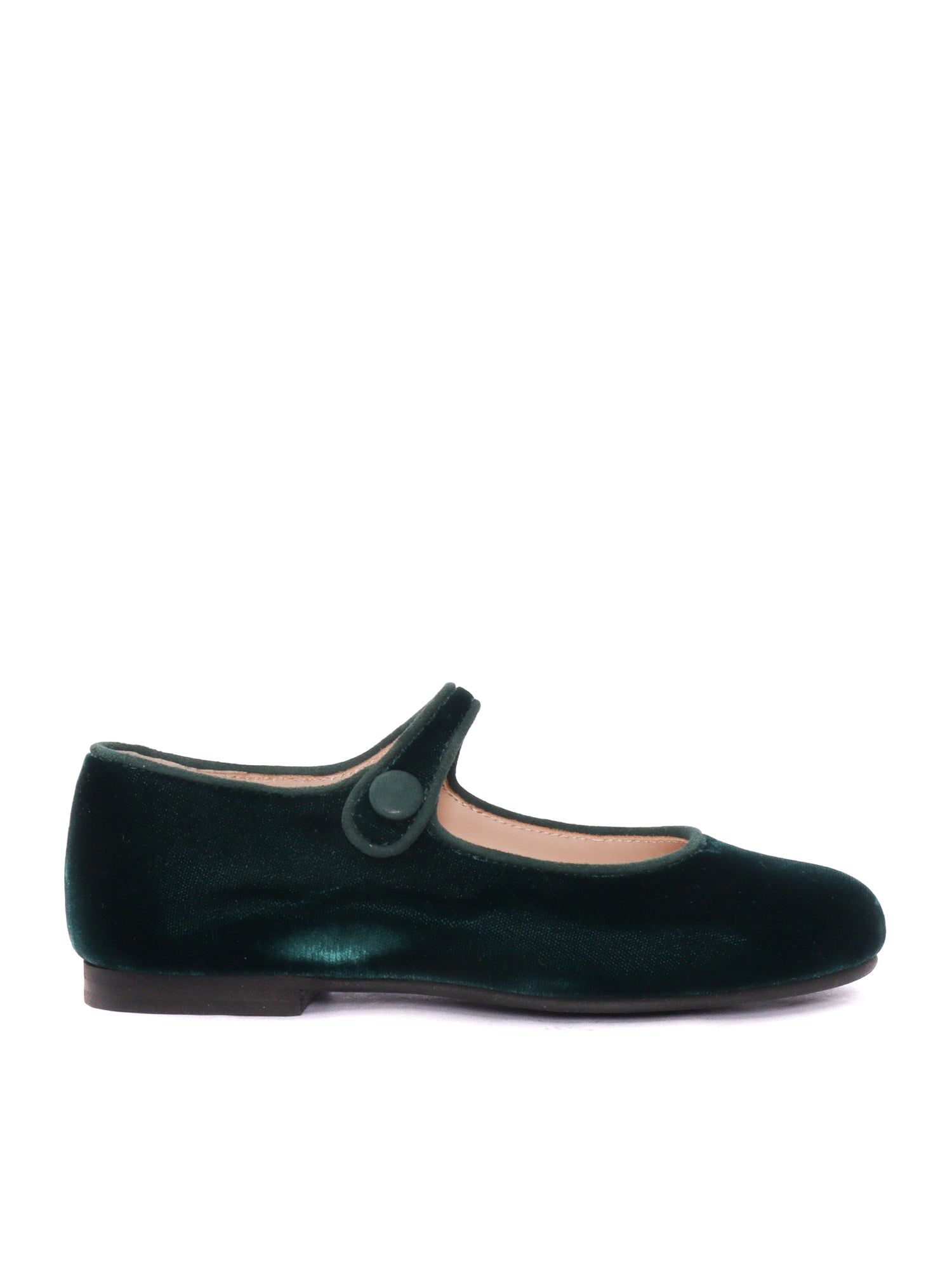 Fabric Mary Jane Ballerinas With Genuine Leather Detail Green Flat Shoes