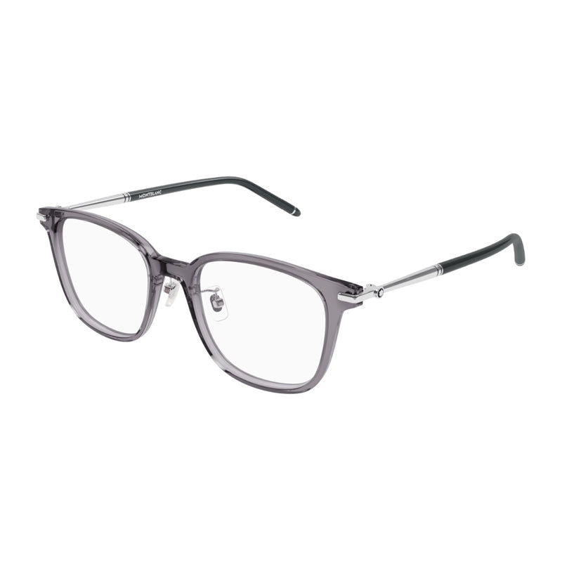 Montblanc Eyeglasses Square Full Rim, Shiny Grey Frame And Clear Demo Lens Mb0247ok002 Sunglasses