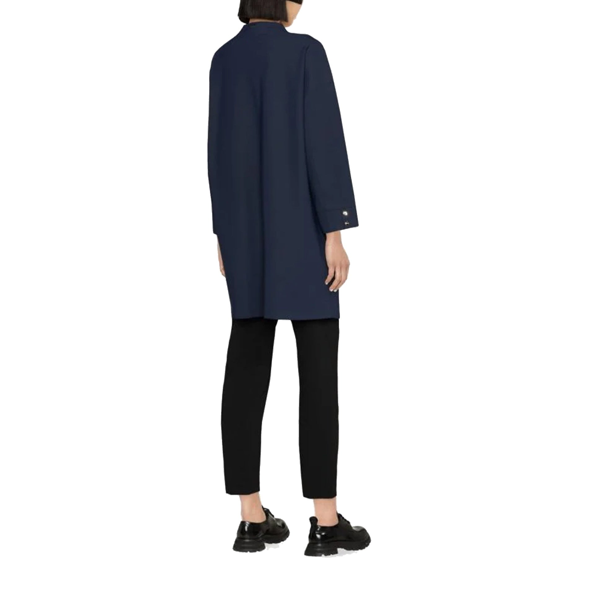Herno Concealed-Fastening Coat Blue Elastane Polyamide