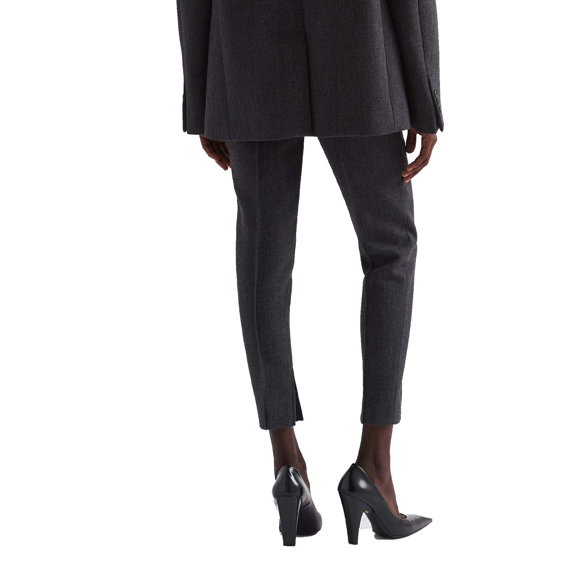 Wool Pants Gray Elastane Virgin