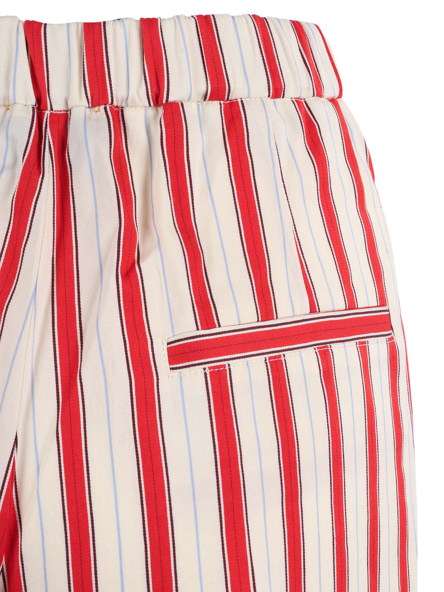 Straight-Leg Trousers Contemporary Cotton Stripe Red Silk Lining
