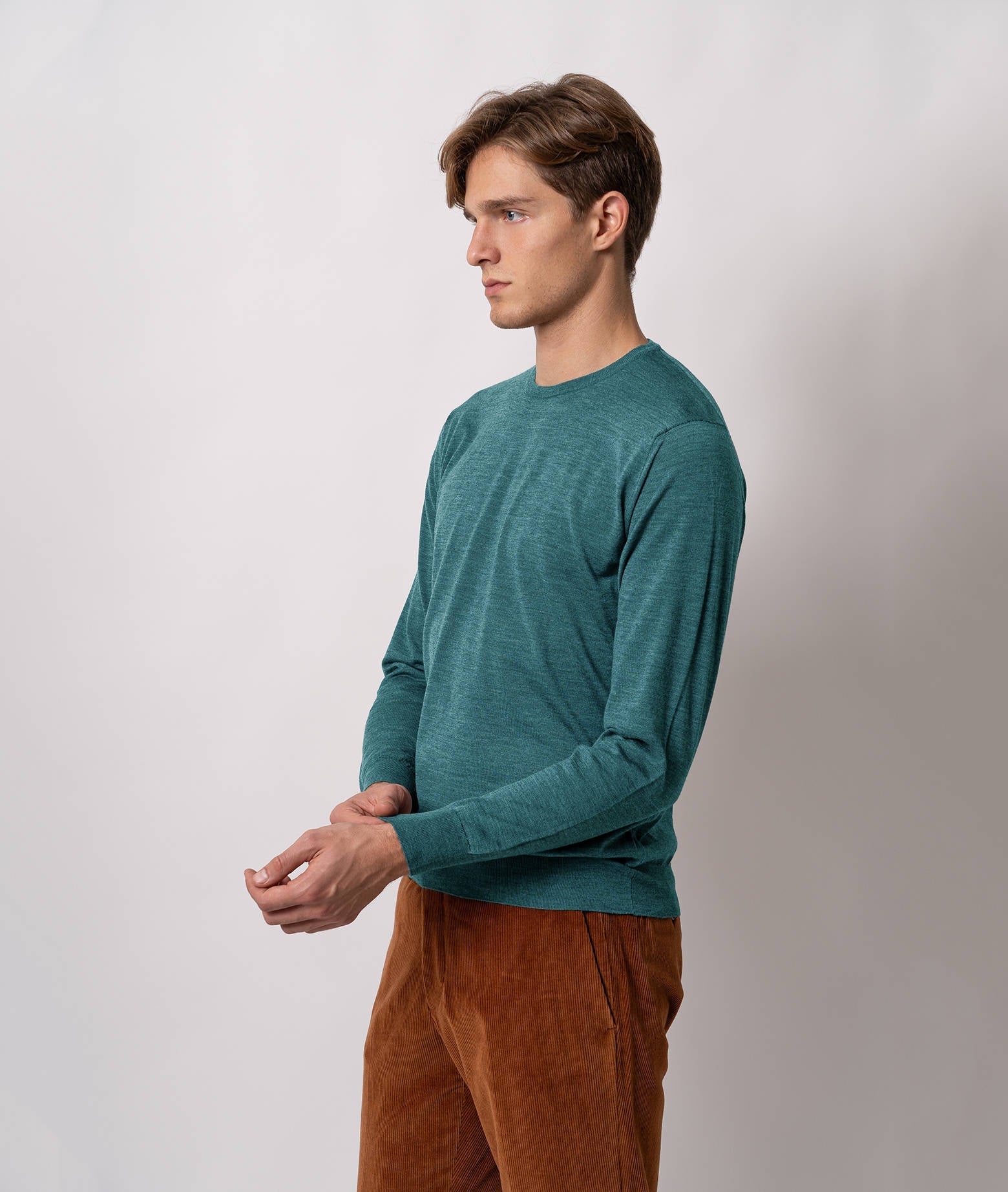 Wool Crewneck Sweater Oslo Gray Basic Light Kintwear