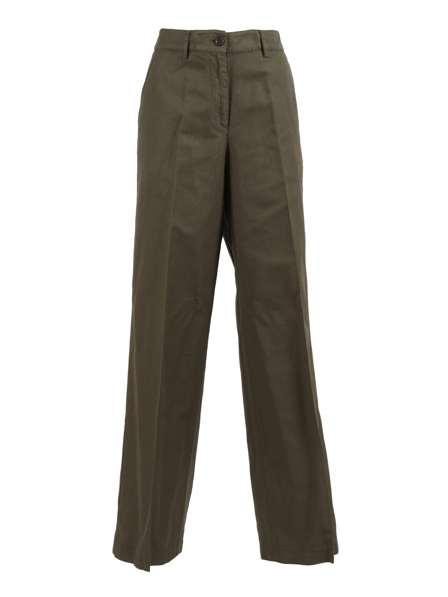 WOMAN PANTS Green Cotton Linen