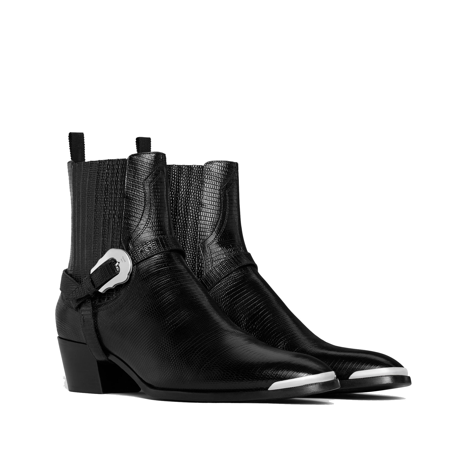 Western Chelsea Isaac Harness Boots Black Calf Leather