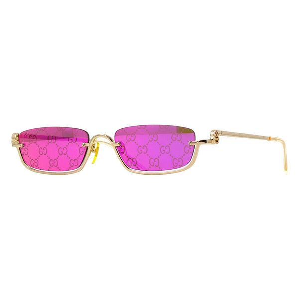 Gucci Sunglasses Rectangle Semi Rim, Gold Frame And Violet Multi Treatment Lens Gg1278s005