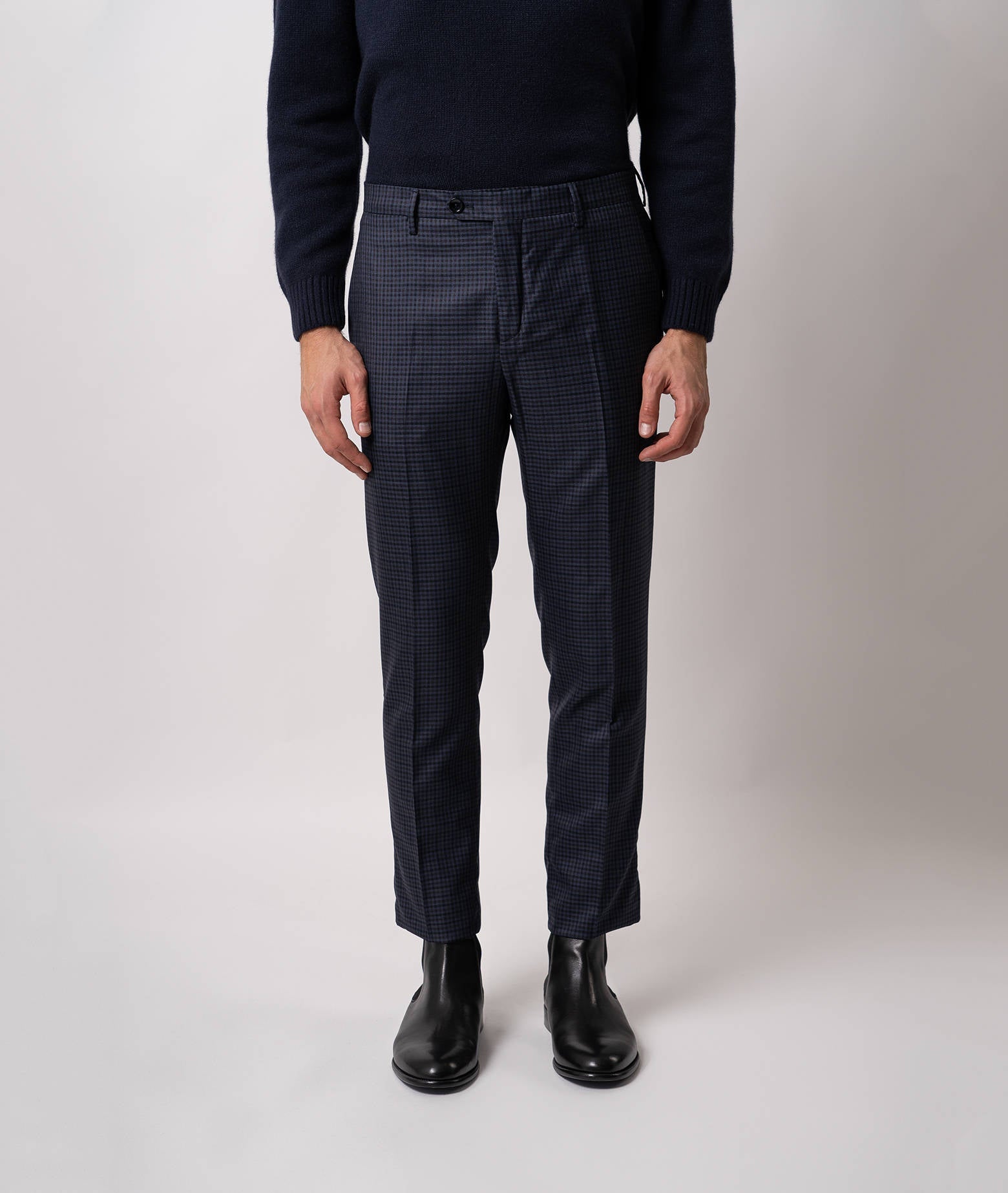 Wool Trousers Oberlech Navy No Pinces