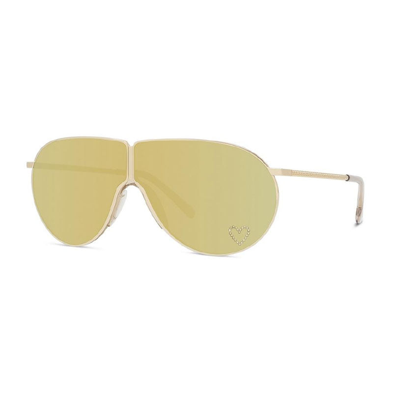 Stella Mccartney Sunglasses Shield Full Rim, Gold Frame And Brown Mirror Lens Sc40064i30c