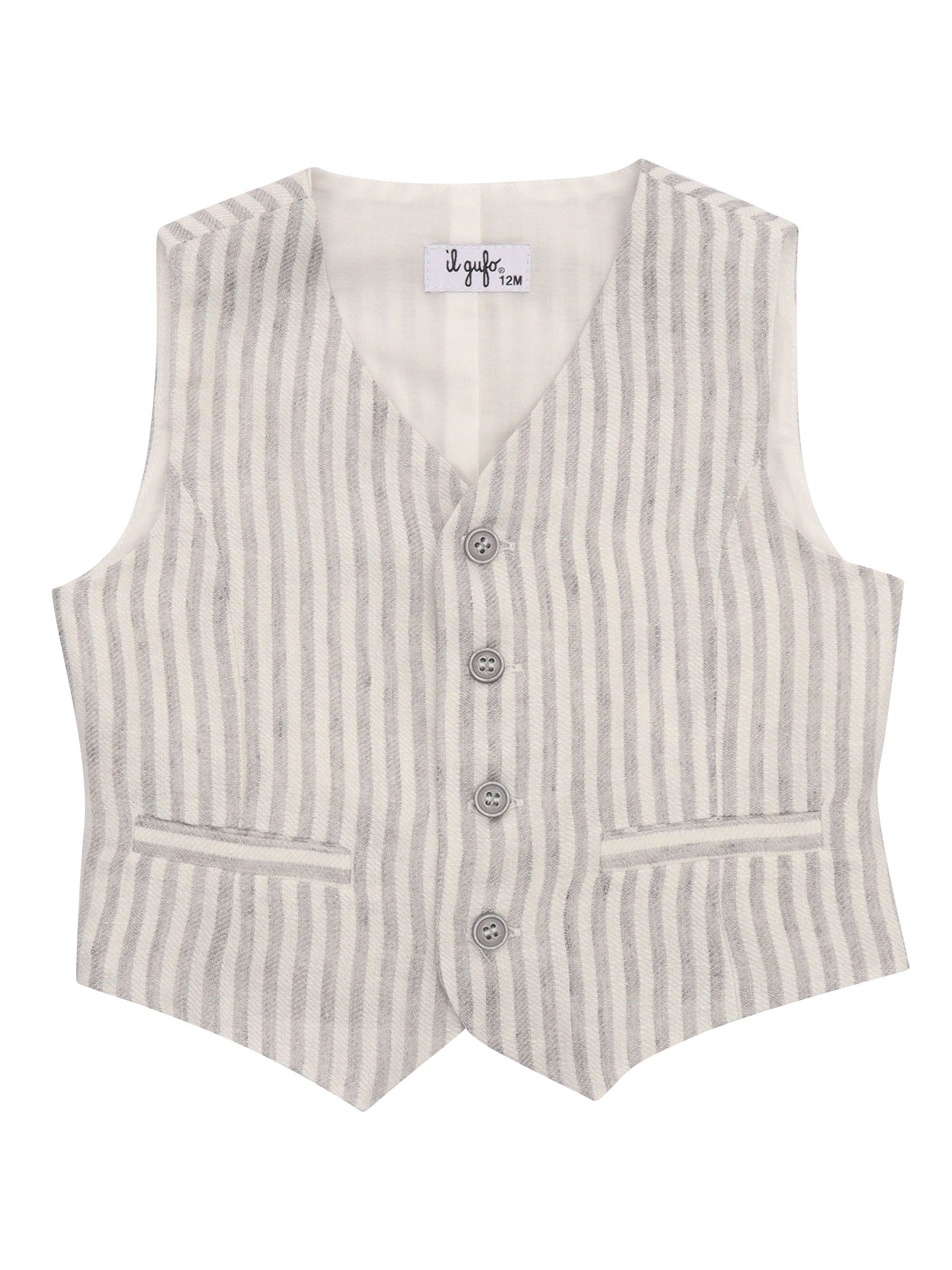 VEST Grey Linen Lining Cotton
