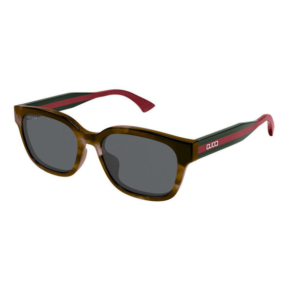 Gucci Sunglasses Square Full Rim, Brown Havana-Green-Red Frame And Green Lens Gg1872sk003