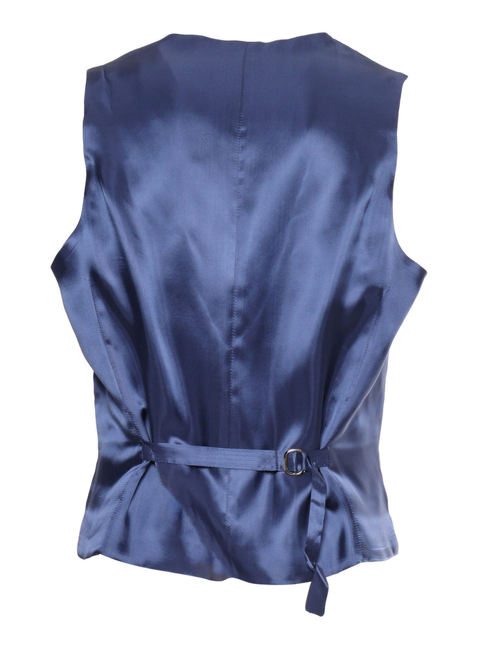 Bright blue single-breasted vest Virgin Wool Elastane