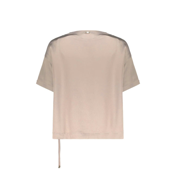 Herno Asymmetric Short-Sleeve Blouse Beige Acetate Viscose