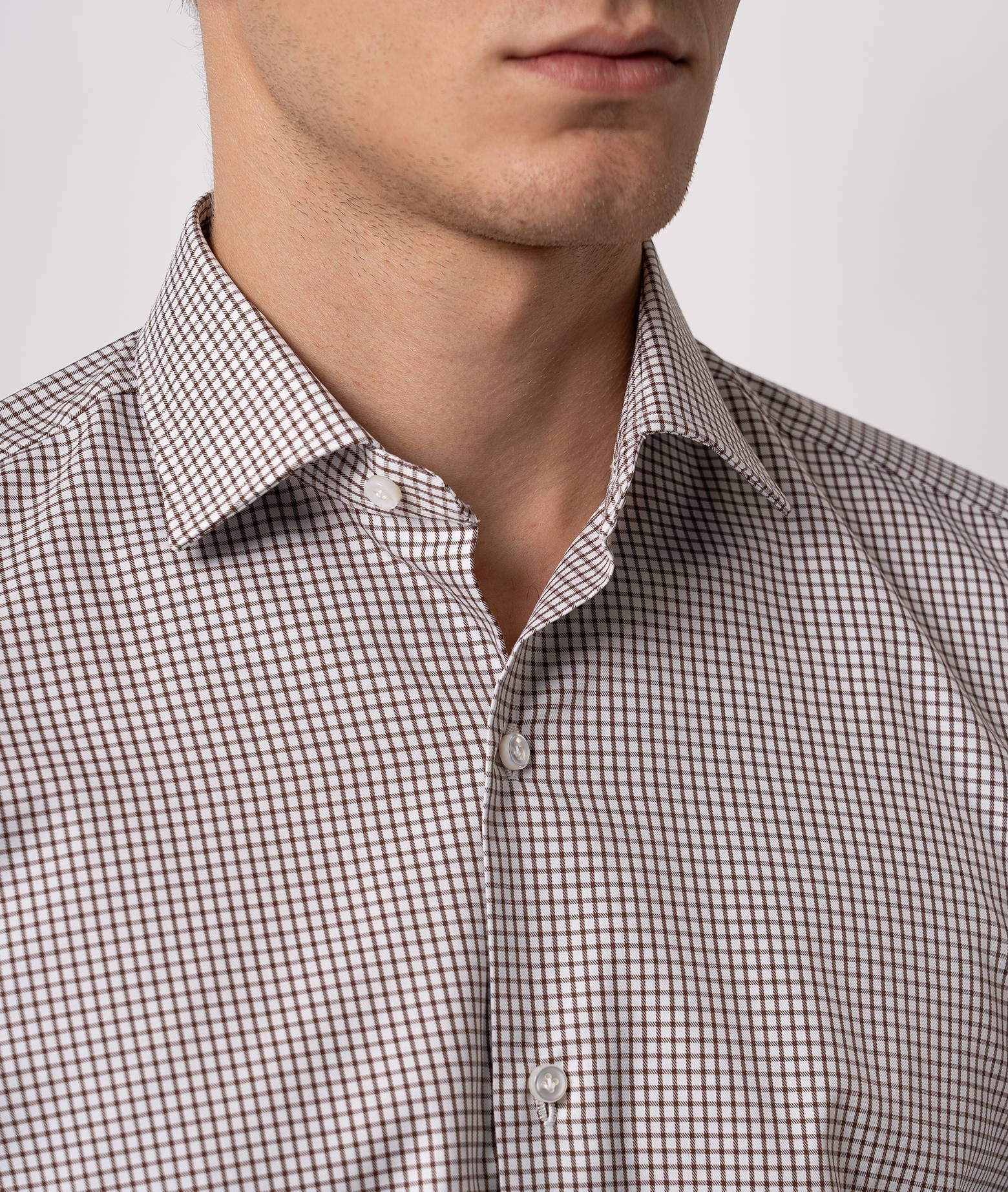 Tailored Cotton Shirt Hyde Park Brown Hand Made