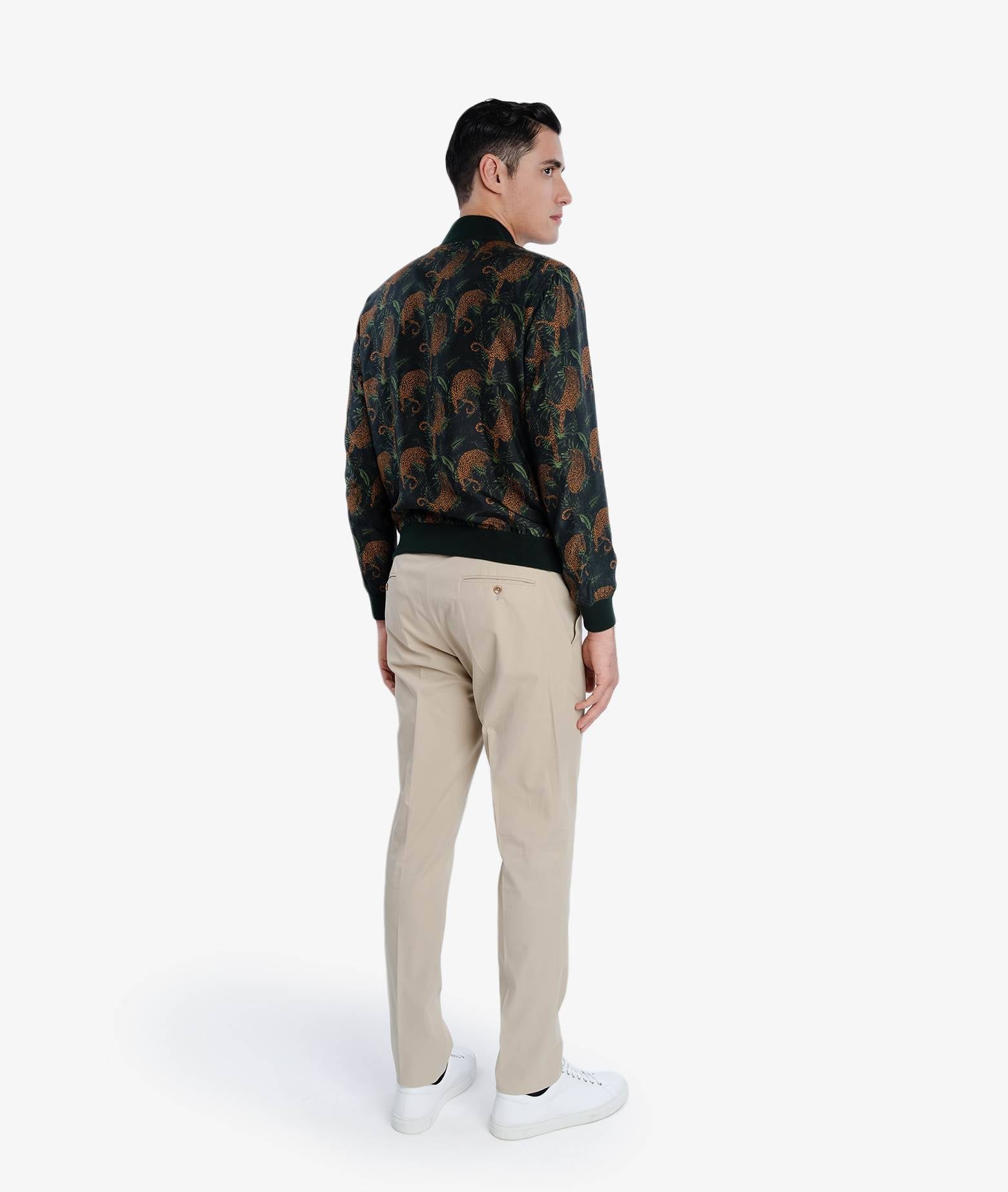 Silk Bomber Cheetah Dark Green Sportwear Blouson
