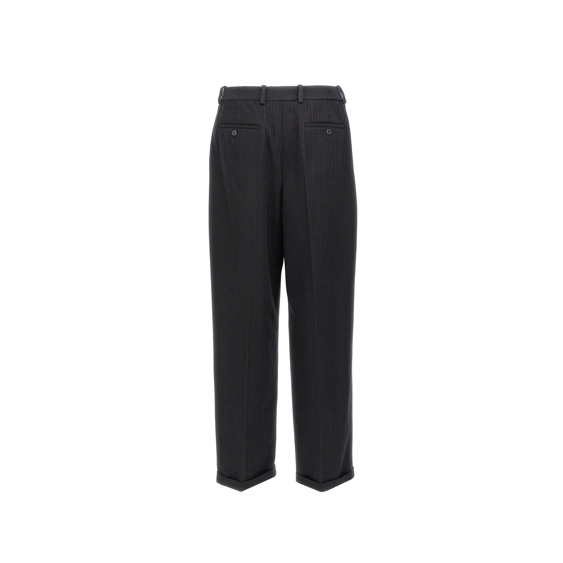 Cashmere And Wool Flannel 90s Striped Pants Black Virgin