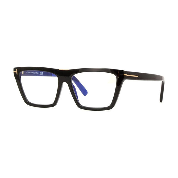 Tom Ford Eyeglasses Square Full Rim, Shiny Black Frame And Clear Blue Light Block Lenses Lens Ft5912-B001 Sunglasses