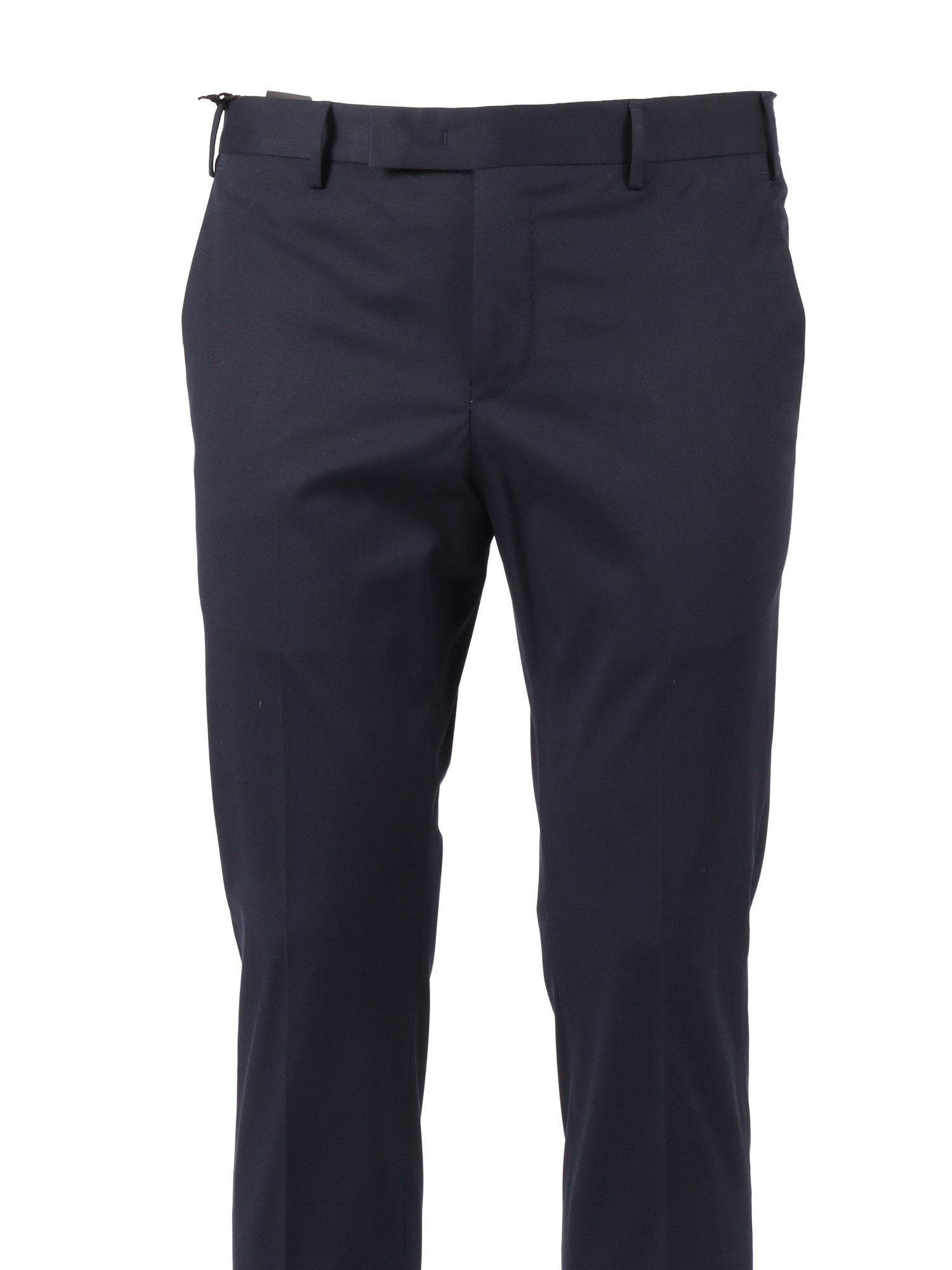 DIECI, Flat Front, Diagonal Pockets, Finished B. Blue Cotton Elastane Pant