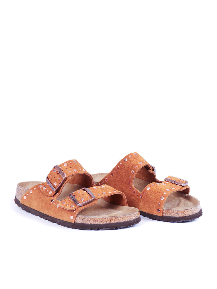 Arizona Rivet Mink, Suede Leather Brown Sole In Eva Sandal