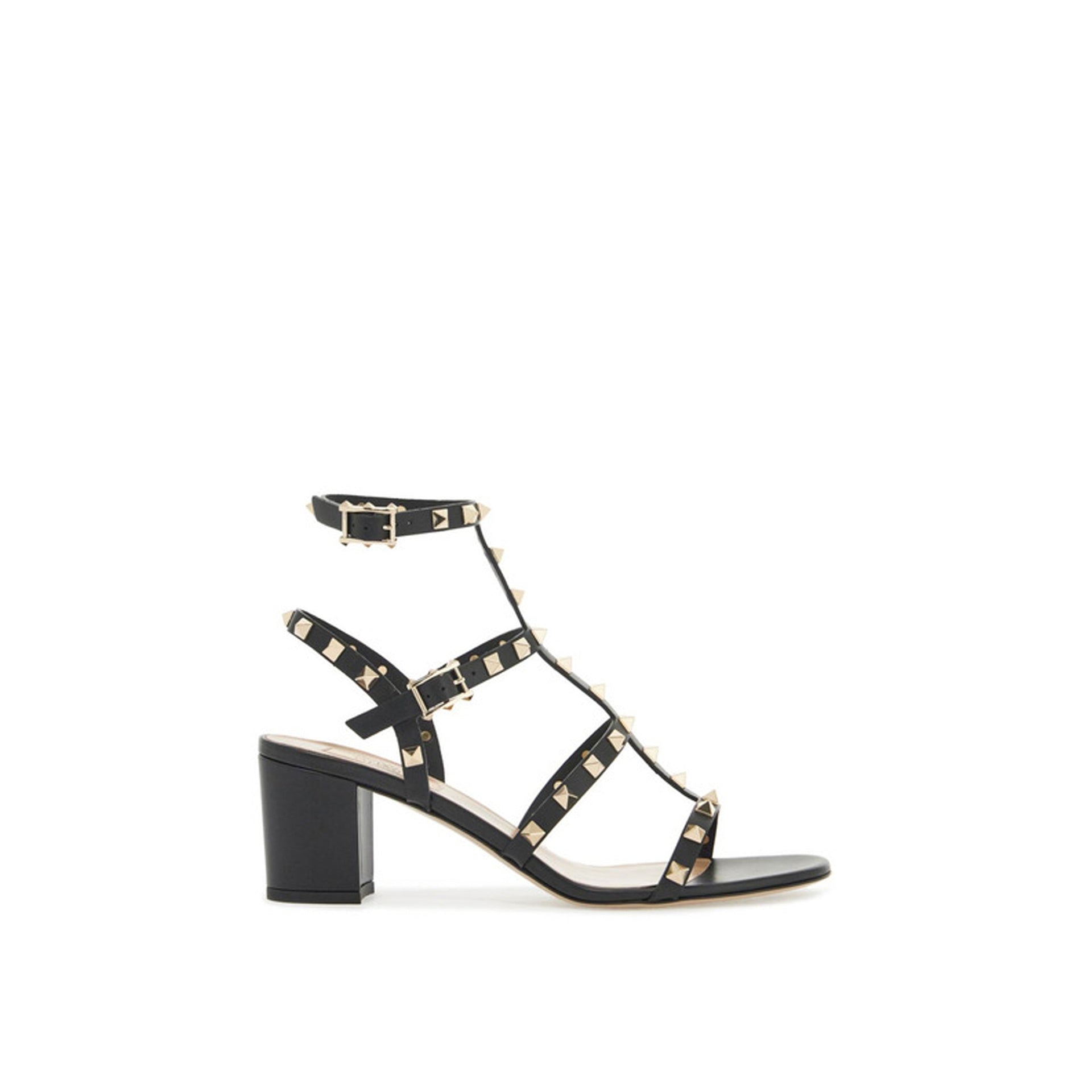 Garavani Rockstud 60 Leather Sandals Black Calf