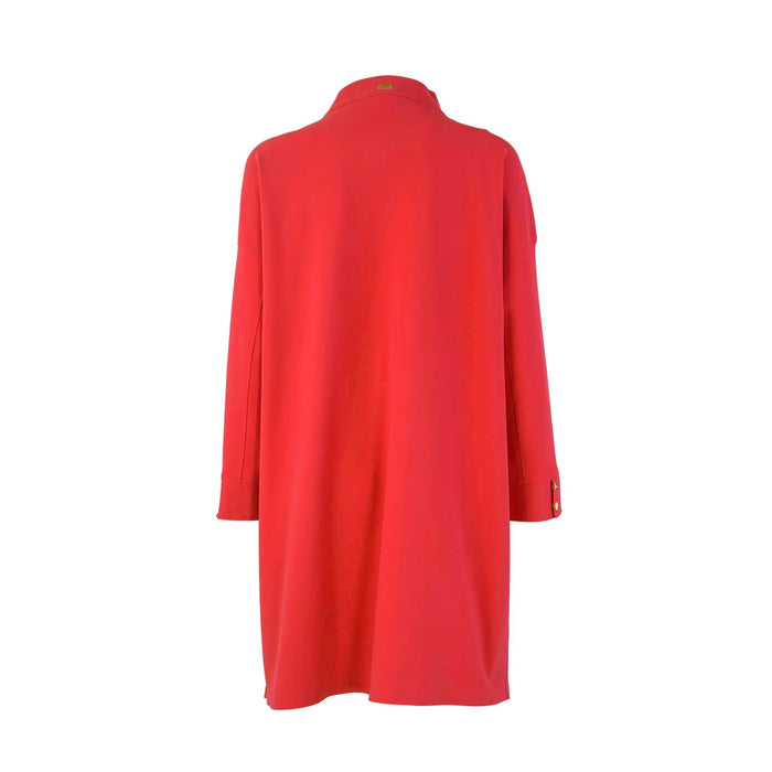 Herno Concealed-Fastening Coat Red Elastane Polyamide