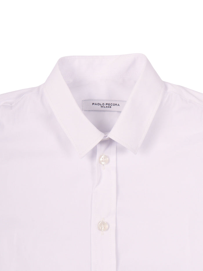 Basic Shirt White Cotton Polyamide Elastane