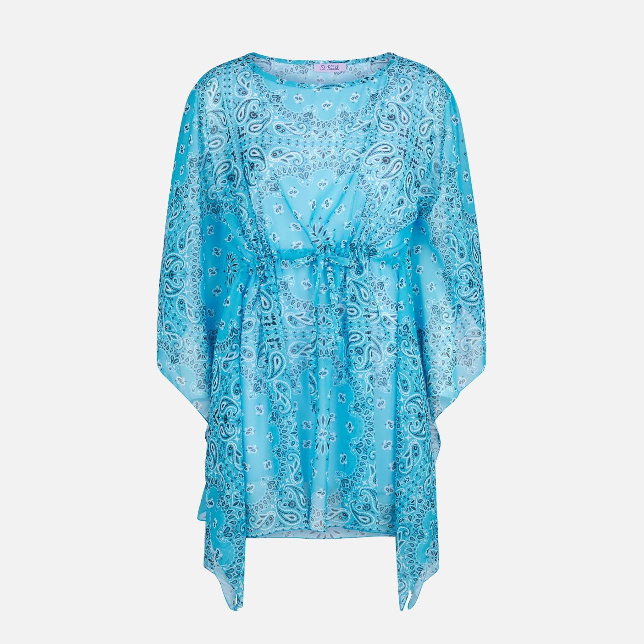 Turquoise Bandanna Print Caftan Sky Sarong