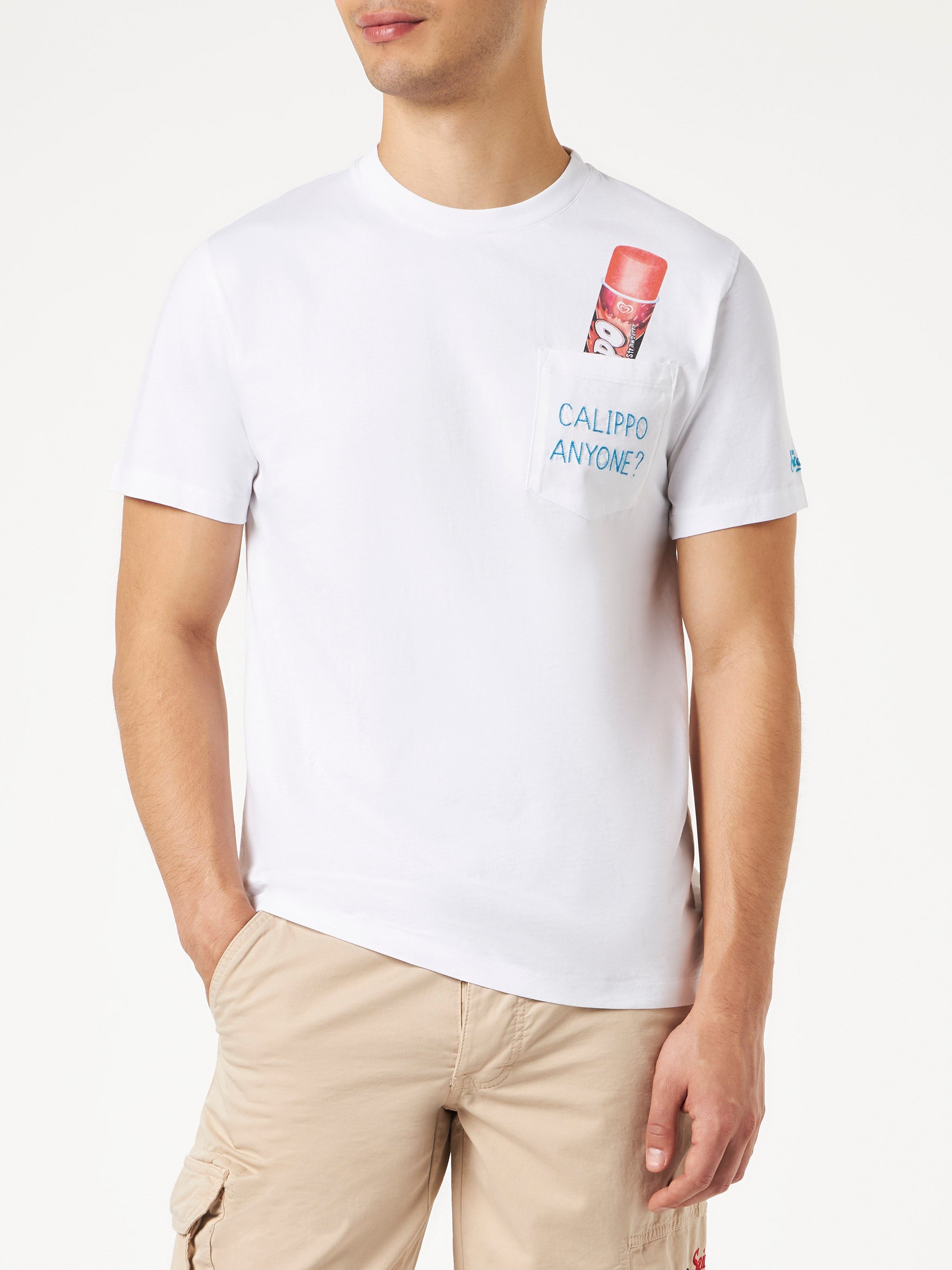 Cotton T-Shirt With Calippo Anyone? Embroidery| Algida® Special Edition White