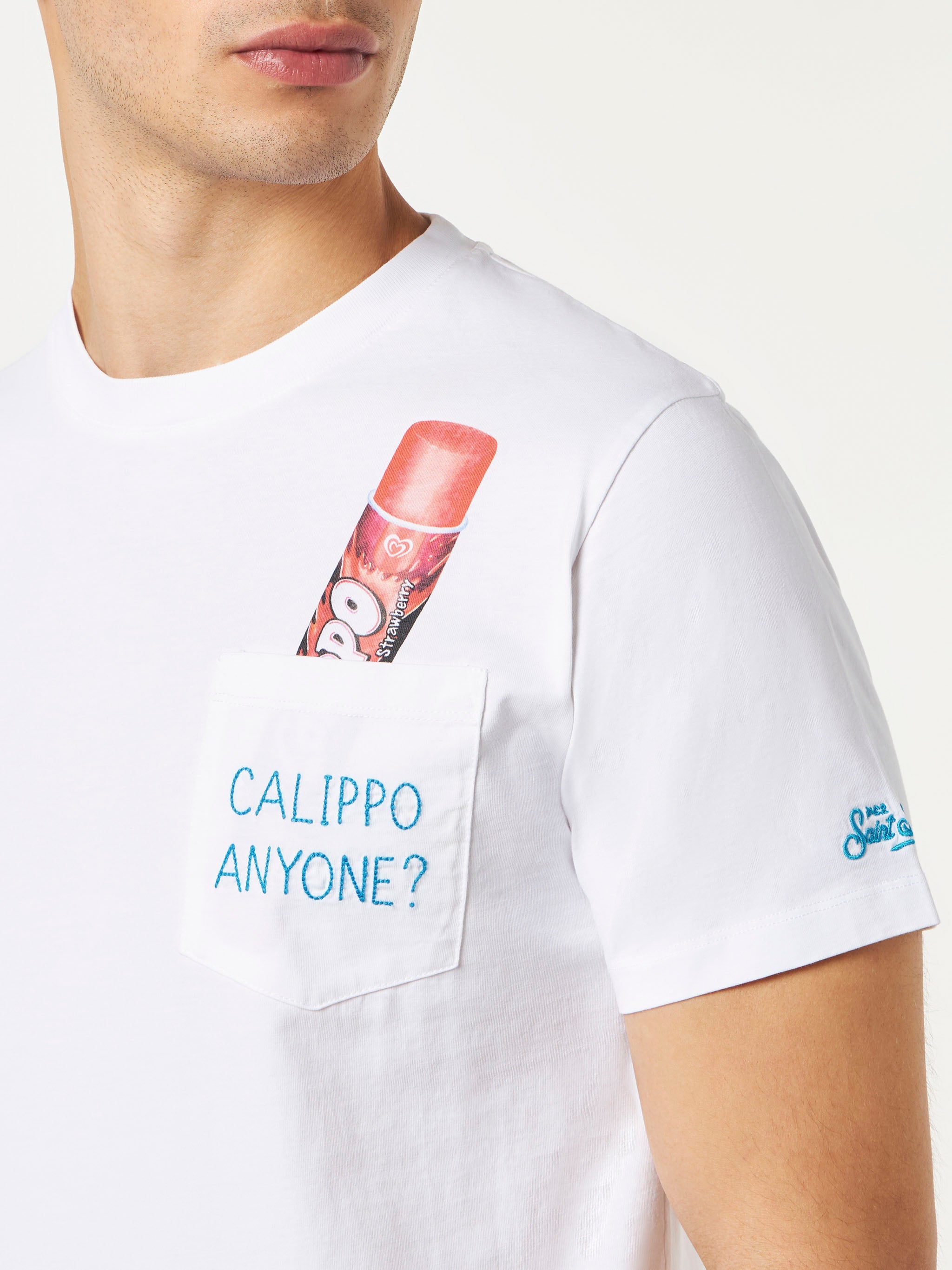Cotton T-Shirt With Calippo Anyone? Embroidery| Algida® Special Edition White